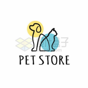 线条猫咪和狗狗创意宠物logo标志设计4210668矢量图片免抠素材