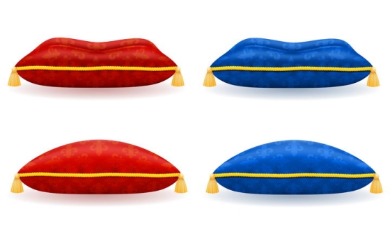 4款不同的抱枕枕头侧视图免抠矢量图片素材