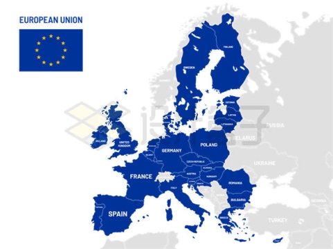 欧盟地区地图各个国家名称大全2957691矢量图片免抠素材
