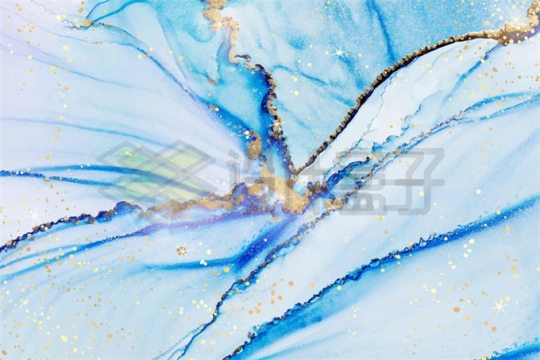 金色线条金粉装饰的抽象天蓝色大理石纹理背景2842601矢量图片免抠素材