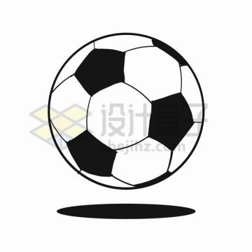 黑白色的足球图案体育手绘插画png图片素材