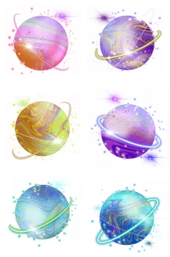 6款带光环的彩色肥皂泡绚丽图案行星图片免抠素材212862