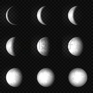 逼真的月球月相变化447794png矢量图片素材