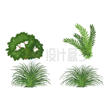 4款卡通植物低矮草丛1079611矢量图片免抠素材