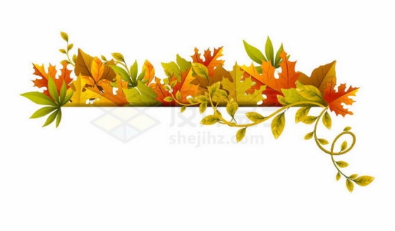 秋天变黄的树叶树枝装饰9635609免抠图片素材
