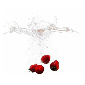 草莓掉落水中飞溅起来的半透明水花浪花水效果3977465png图片免抠素材