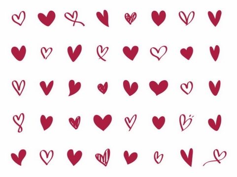 40款简约的手绘红心心形符号图案png图片免抠eps矢量素材