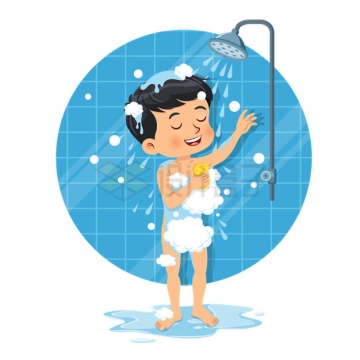 卡通男人使用淋浴洗澡2075571矢量图片免抠素材