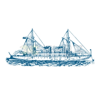 海上航行的风帆蒸汽动力军舰插画5337625矢量图片免抠素材