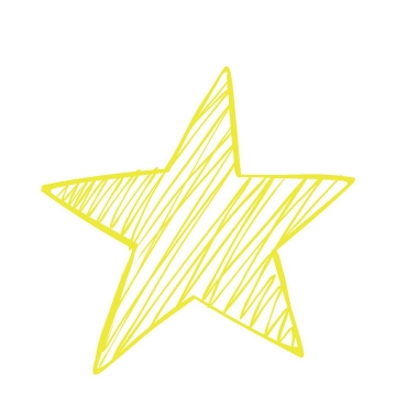 手绘涂鸦风格黄色线条五角星图案免抠矢量图片素材