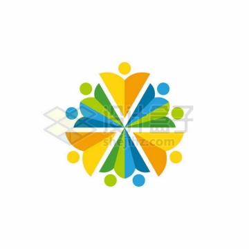 创意小人儿组成的花朵形状创意教育培训机构标志logo设计8234328矢量图片免抠素材