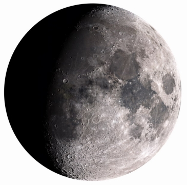 一半被照亮的月球高清照片png图片素材