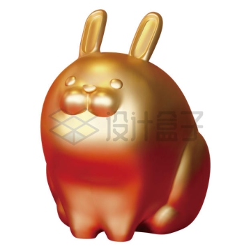 一只黄金打造的卡通兔子兔年新年春节3D模型7696547矢量图片免抠素材
