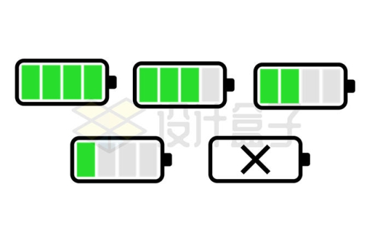 电池图标内部绿色方块电池电量图标4990863矢量图片免抠素材