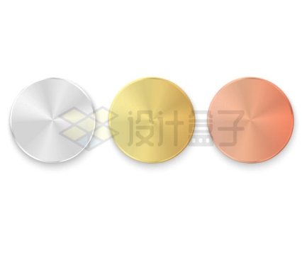 3种颜色的金属圆形按钮7856459矢量图片免抠素材