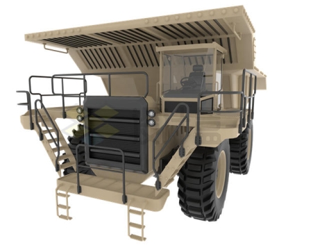 一款翻斗矿车自卸卡车正面3D渲染模型1710093PSD免抠图片素材