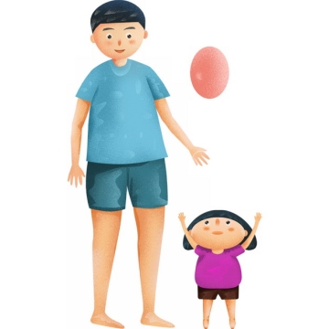 卡通爸爸和女儿玩气球父亲节插画437130png图片素材
