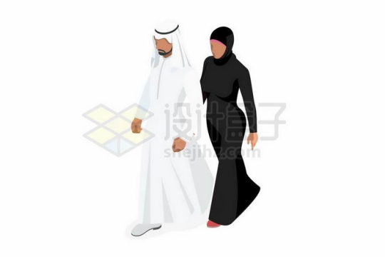 中东土豪阿拉伯商人和一个传统阿拉伯女人4057108矢量图片免抠素材