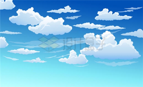 卡通风格蓝天白云背景图2713018矢量图片免抠素材
