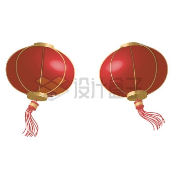 2个大红灯笼新年春节3D模型1741830矢量图片免抠素材