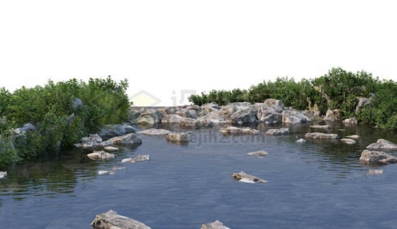 水边池塘边河边的石头岸边以及一些绿色植物8580014PSD免抠图片素材