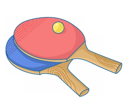 蓝色和红色乒乓球拍手绘插画473774png图片素材