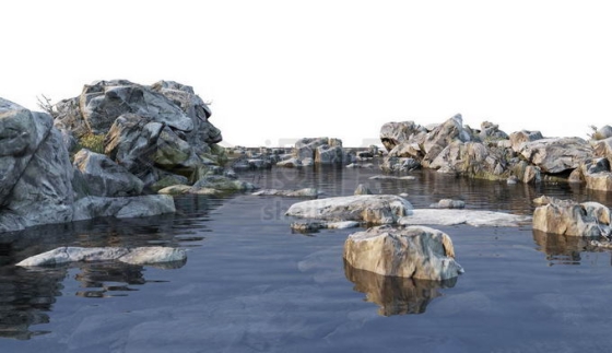 河边水边池塘边的乱石堆以及水中的大石块6995930PSD免抠图片素材