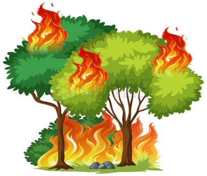 卡通大树上的火焰森林火灾2497412矢量图片免抠素材