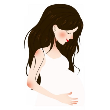 卡通孕妇抚摸怀孕的肚子手绘插画313532png图片素材