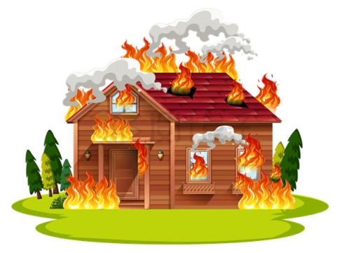 燃烧的木头房子火灾现场9904156矢量图片免抠素材