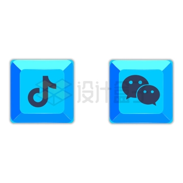 蓝色按钮风格的抖音和微信logo图标2015298矢量图片免抠素材