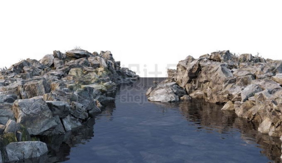 河流小河两岸的乱石堆大石块3246214PSD免抠图片素材