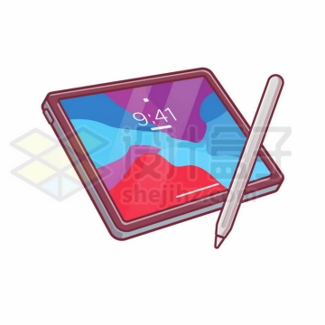iPad苹果平板电脑和iPen手写笔5155318矢量图片免抠素材