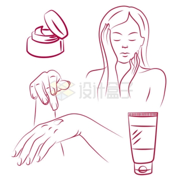  Line style girl and hand cream 5881062 vector picture free cutting material