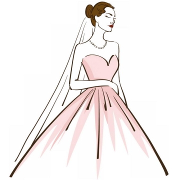 身穿粉红色婚纱的美丽新娘手绘插画6433772矢量图片免抠素材免费下载