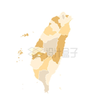 不同颜色色块的中国台湾省各市县行政区域划分地图8055552矢量图片免抠素材
