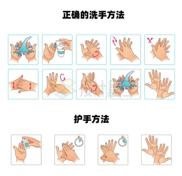 正确的洗手方式洗手步骤和护手方法5307833矢量图片免抠素材