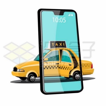 手机上出租车象征了手机打出租车叫车服务6934416矢量图片免抠素材