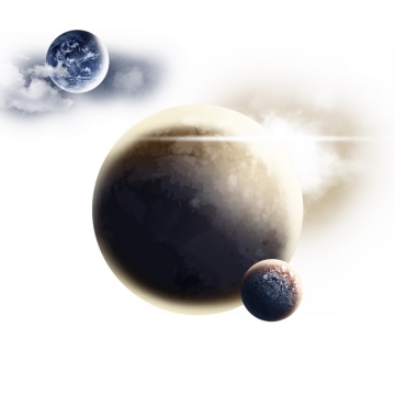三颗外星球组成的行星系统图片免抠素材264192