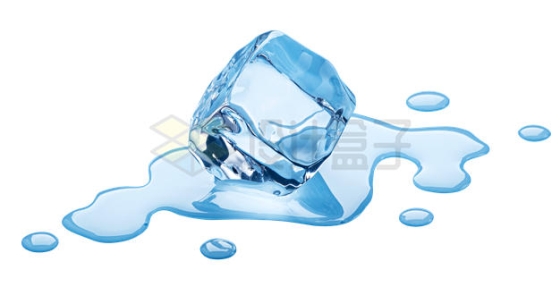 融化的一块蓝色冰块效果9503895PSD免抠图片素材