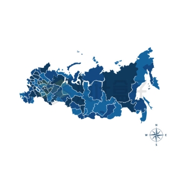 蓝色的俄罗斯行政地图3281979矢量图片免抠素材