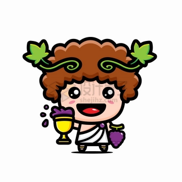 可爱的卡通喝葡萄酒的希腊神话神仙png图片免抠矢量素材