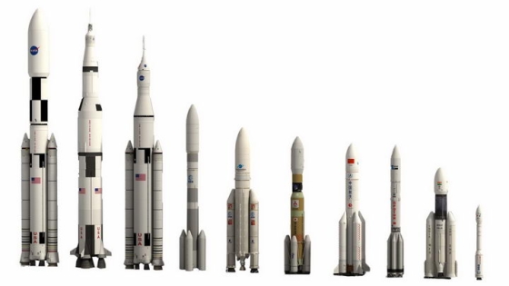 长征五号等世界主要运载火箭大小对比透明背景png免抠图片素材