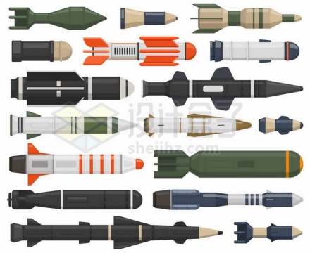各种卡通炸弹炮弹导弹等武器弹药9576652矢量图片免抠素材
