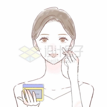 Hand painted beauty is smearing sunscreen cosmetics on her face 8692703 vector picture free material