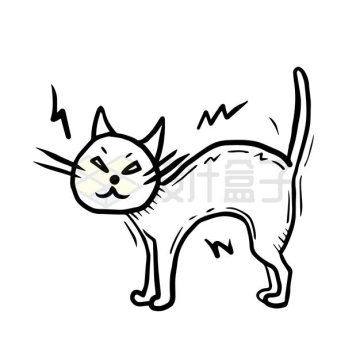 手绘卡通风格炸毛生气的猫咪1849316矢量图片免抠素材