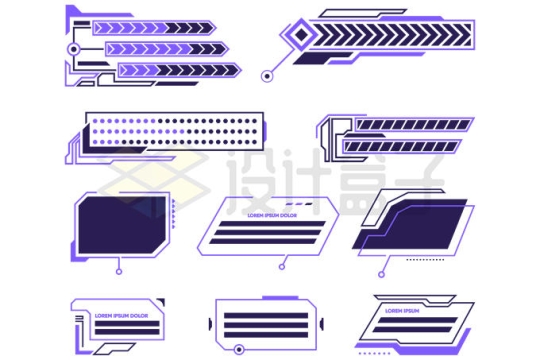 各种紫色科幻科技风格折线装饰2549908矢量图片免抠素材