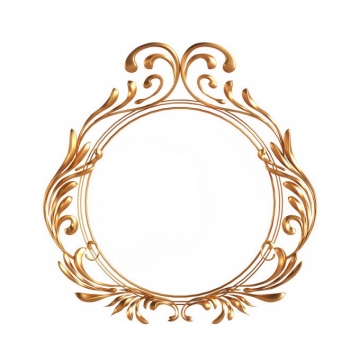  3D three-dimensional style gold European pattern composed of round border decoration 3183152 cut free picture material