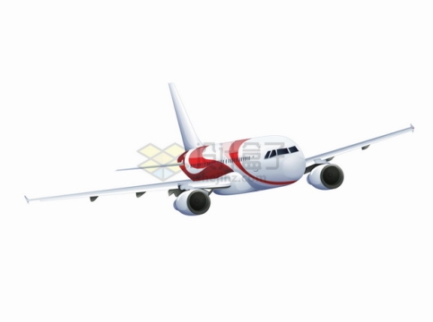 飞行中的红白涂装的大型客机飞机984504png图片素材
