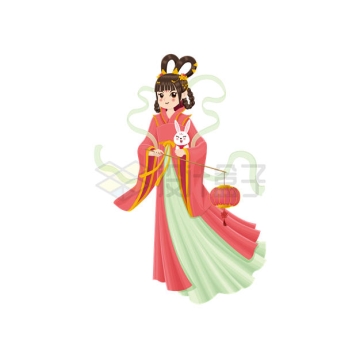 中秋节打灯笼的卡通嫦娥仙女古装少女8226881矢量图片免抠素材
